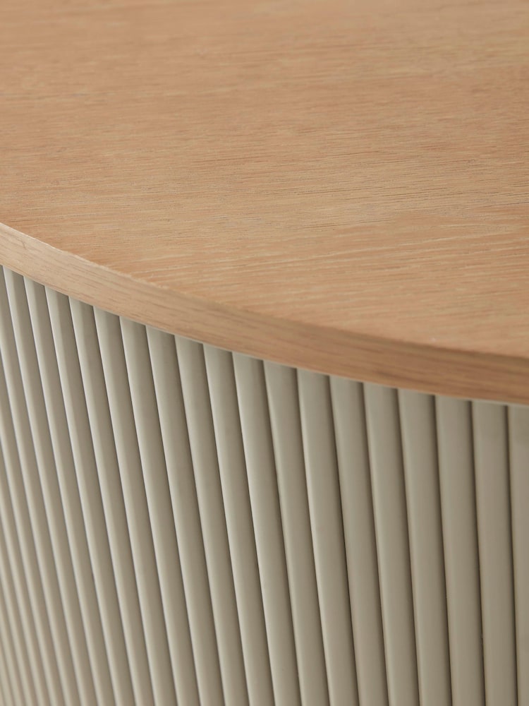 Cox & Cox Taupe Round Fluted Coffee Table - Image 2 of 4