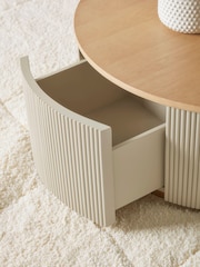 Cox & Cox Taupe Round Fluted Coffee Table - Image 4 of 4