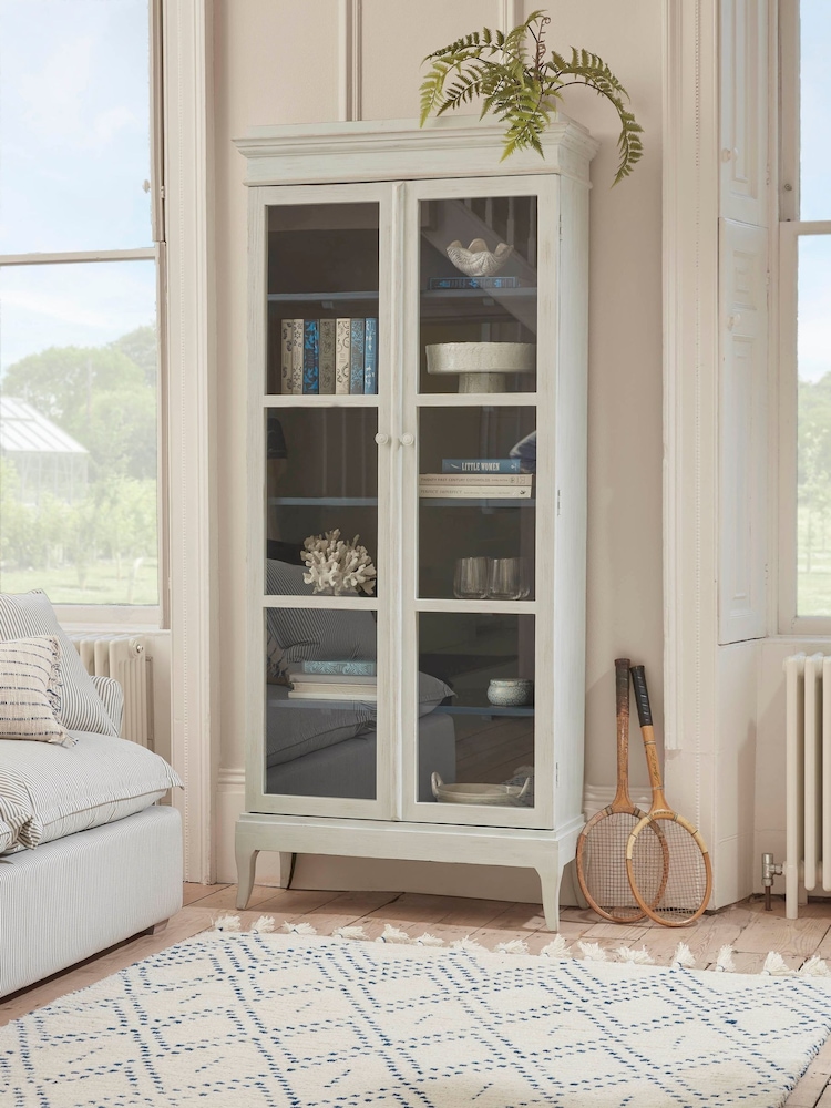 Cox & Cox White Washed Anara Display Cabinet - Image 1 of 4