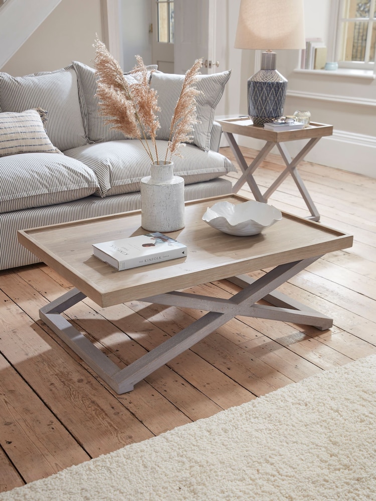 Cox & Cox Natural Lien Coffee Table - Image 1 of 4
