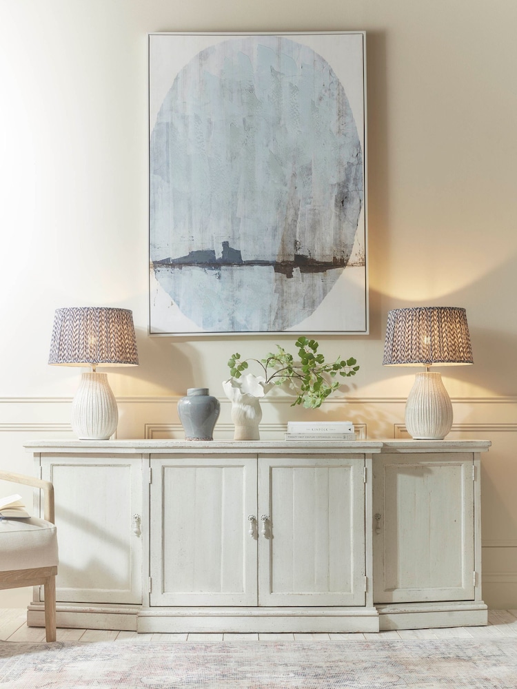 Cox & Cox White Washed Clarisse Wide Sideboard - Image 1 of 7