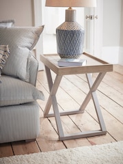 Cox & Cox Natural Lien Side Table - Image 1 of 4