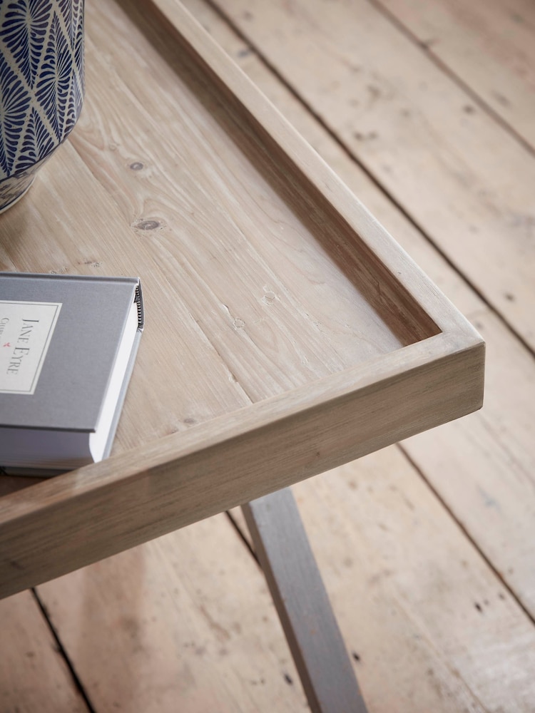 Cox & Cox Natural Lien Side Table - Image 4 of 4