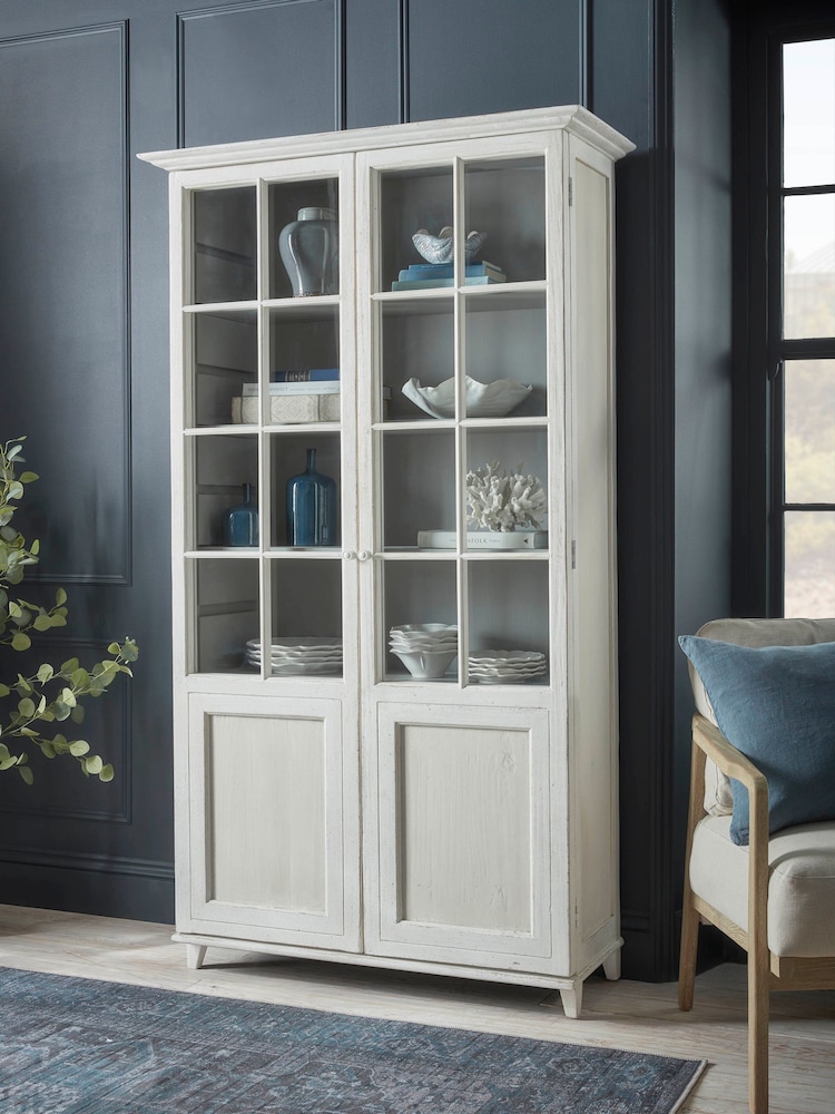 Cox & Cox White Washed Vejle Display Cabinet - Image 1 of 7