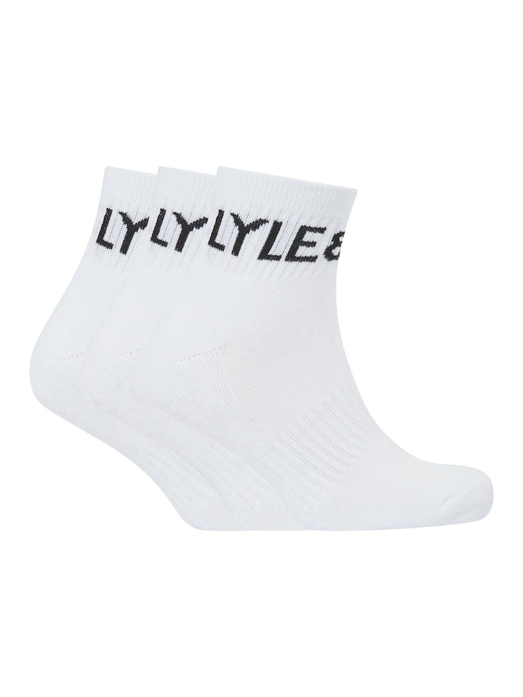 Lyle & Scott White Crew Socks 3 Pack - Image 1 of 2