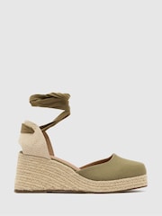 Schuh Veronica Tie Wedge Black Espadrilles - Image 1 of 2