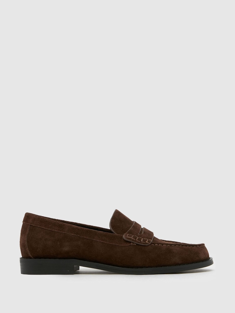 Schuh Lillian Leather Penny Brown Loafers - Image 1 of 4