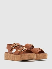 Schuh Valora Cork Flatform Brown Sandals - Image 2 of 4