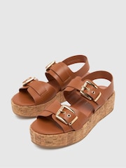 Schuh Valora Cork Flatform Brown Sandals - Image 3 of 4
