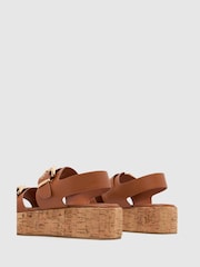 Schuh Valora Cork Flatform Brown Sandals - Image 4 of 4