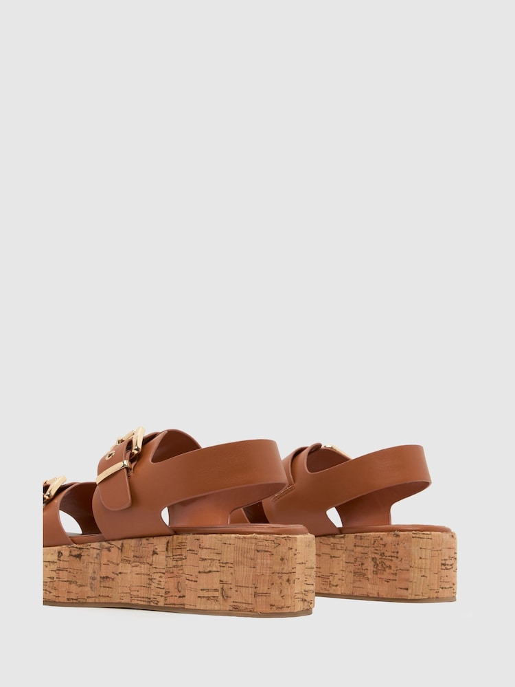 Schuh Valora Cork Flatform Brown Sandals - Image 4 of 4