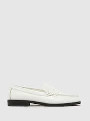 Schuh Lillian Leather Penny White Loafers - Image 1 of 4