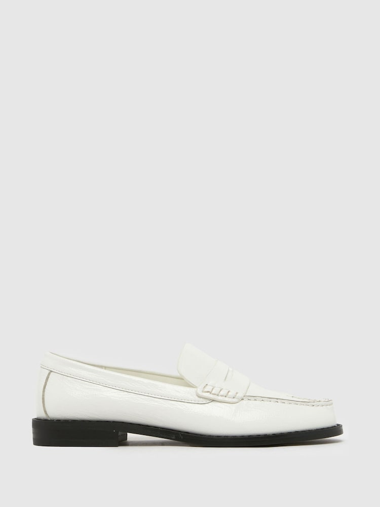 Schuh Lillian Leather Penny White Loafers - Image 1 of 4