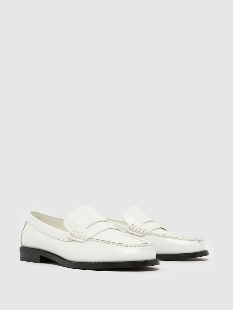 Schuh Lillian Leather Penny White Loafers - Image 2 of 4