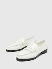 Schuh Lillian Leather Penny White Loafers - Image 3 of 4