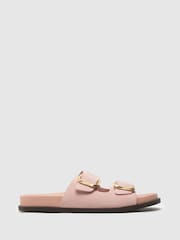 Schuh Pink Tylee Leather Buckle Footbead Sandals - Image 1 of 4
