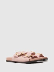 Schuh Pink Tylee Leather Buckle Footbead Sandals - Image 2 of 4