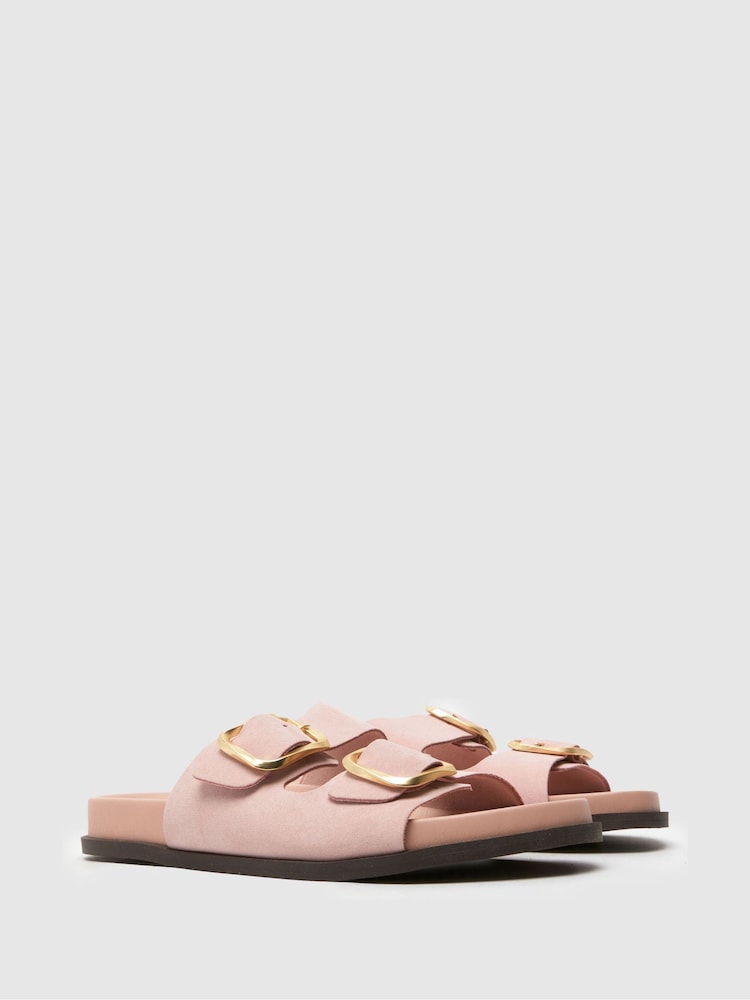 Schuh Pink Tylee Leather Buckle Footbead Sandals - Image 2 of 4