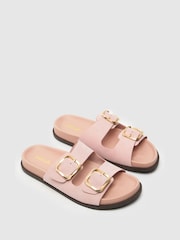 Schuh Pink Tylee Leather Buckle Footbead Sandals - Image 3 of 4
