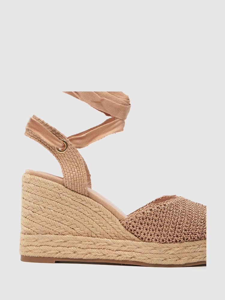 Schuh Natural Velma Tie Wedge Espadrille Shoes - Imagem 1 de 3