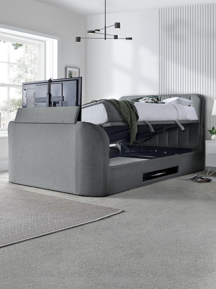 Time 4 Sleep Smoke Aspen Side Lift Ottoman Storage TV Bed - Image 2 of 6