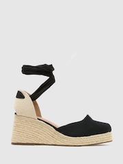 Schuh Veronica Tie Wedge Black Espadrilles - Image 1 of 2