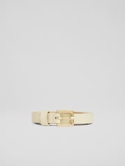 LK Bennett Clover Leather Square Buckle Belt - Imagen 1 de 2