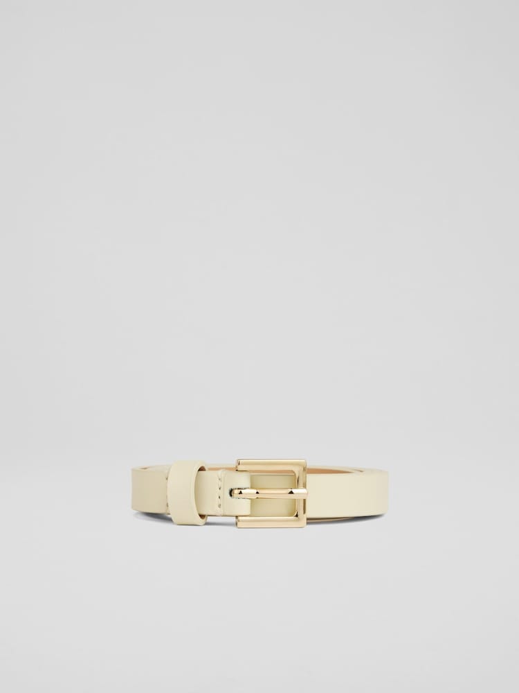 LK Bennett Clover Leather Square Buckle Belt - Imagen 1 de 2