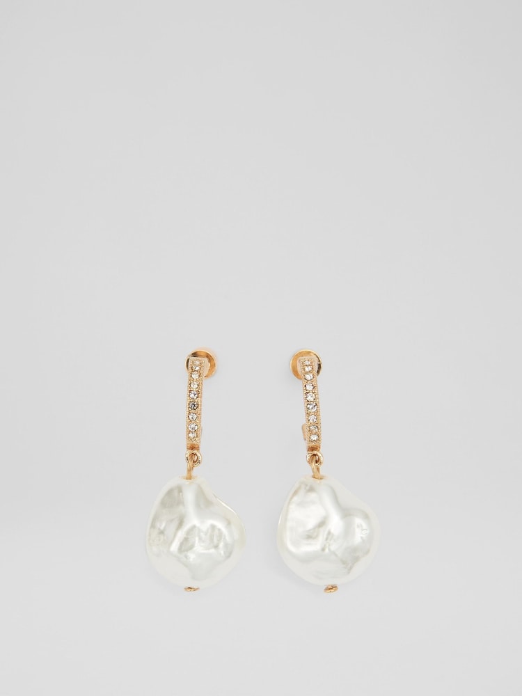 LK Bennett Natural Calla Pearl Drop Stud Earrings - Image 1 of 1