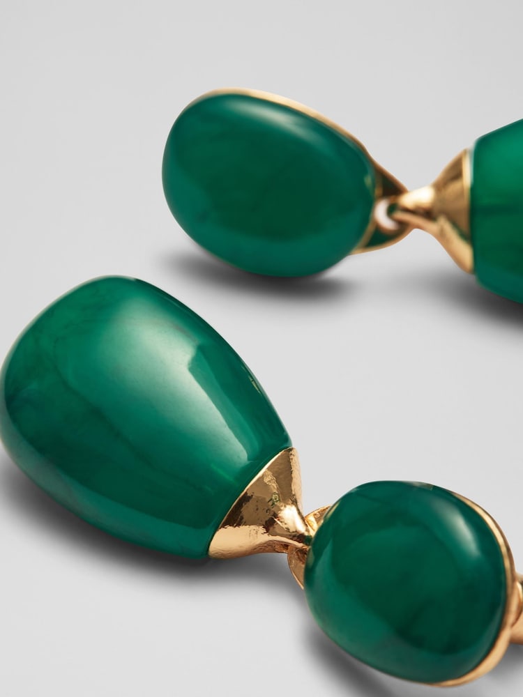 LK Bennett Green Loren Statement Earrings - Image 2 of 2