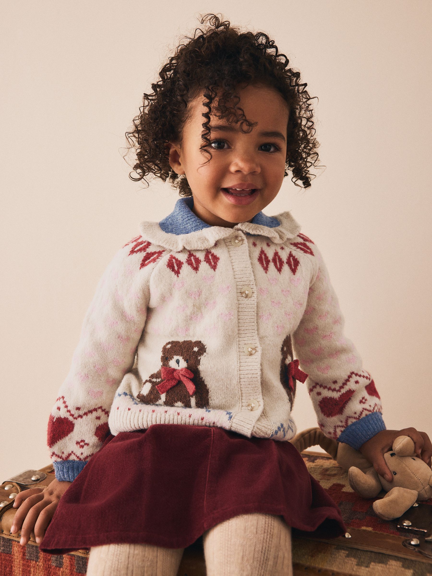 Buy Ecru Teddy Bear Collar Cardigan (3mths-7yrs) from Next USA