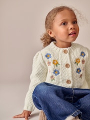 Ecru Flower Embroidered Cardigan (3mths-10yrs) - Image 3 of 8