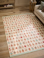 Natural Washable Christmas Gingerbread Rug - Image 1 of 5