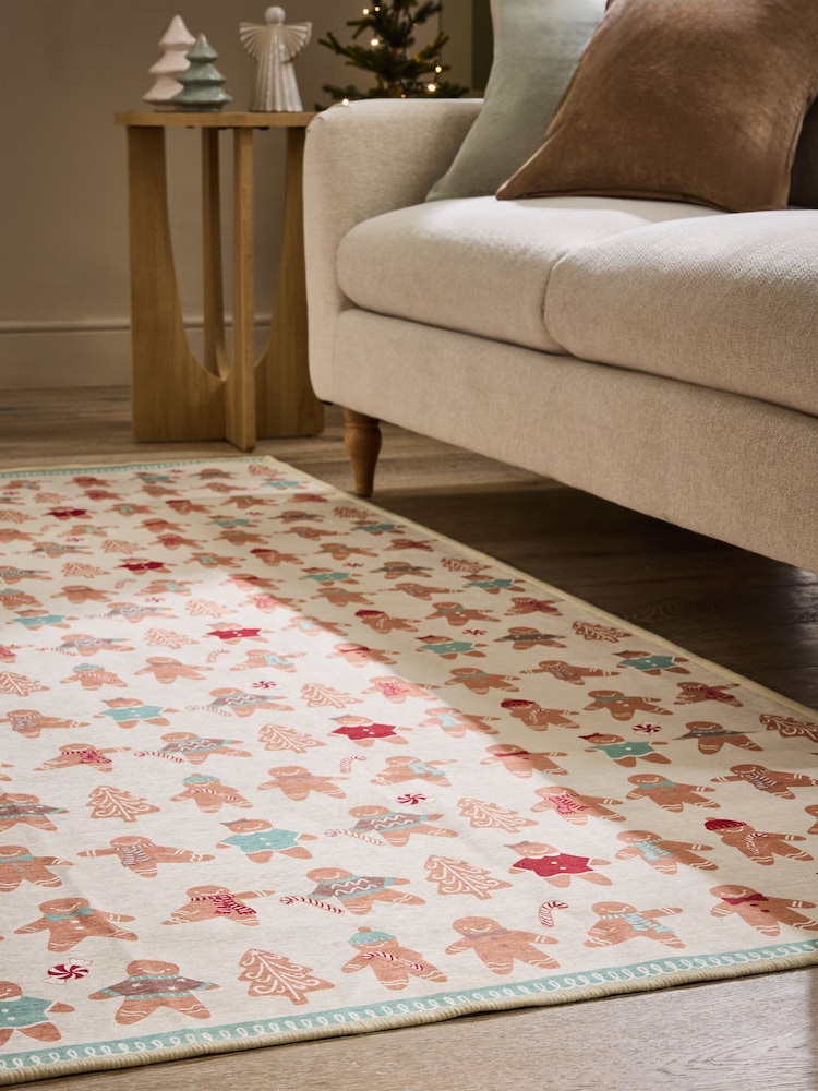Natural Washable Christmas Gingerbread Rug - Image 2 of 5