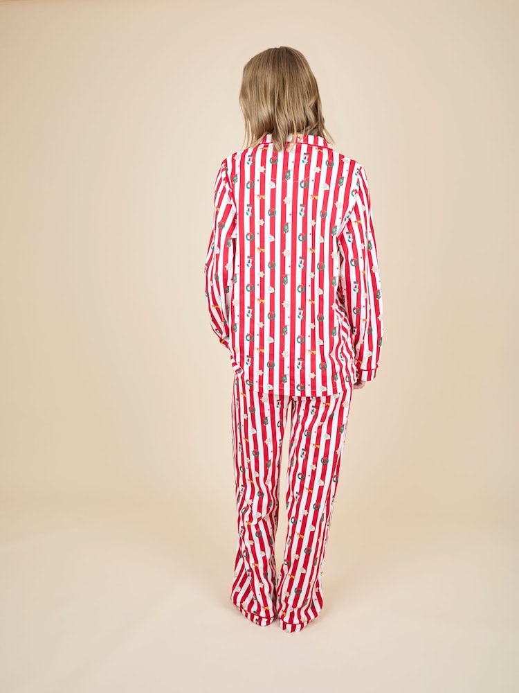 JoJo Maman Bébé Red Woman's Stripe Christmas Pyjama Set - Image 2 of 4 JoJo Maman Bébé Red Woman's Stripe Christmas Pyjama Set - Image 2 of 4