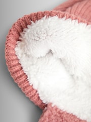 JoJo Maman Bébé Pink Cosy Pom Pom Rib Hat - Image 3 of 3