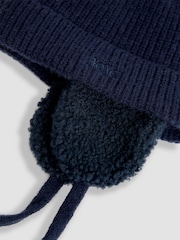 JoJo Maman Bébé Blue Cosy Pom Pom Rib Hat - Image 2 of 3