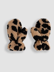 JoJo Maman Bébé Cream Leopard Print Mittens - Image 2 of 3