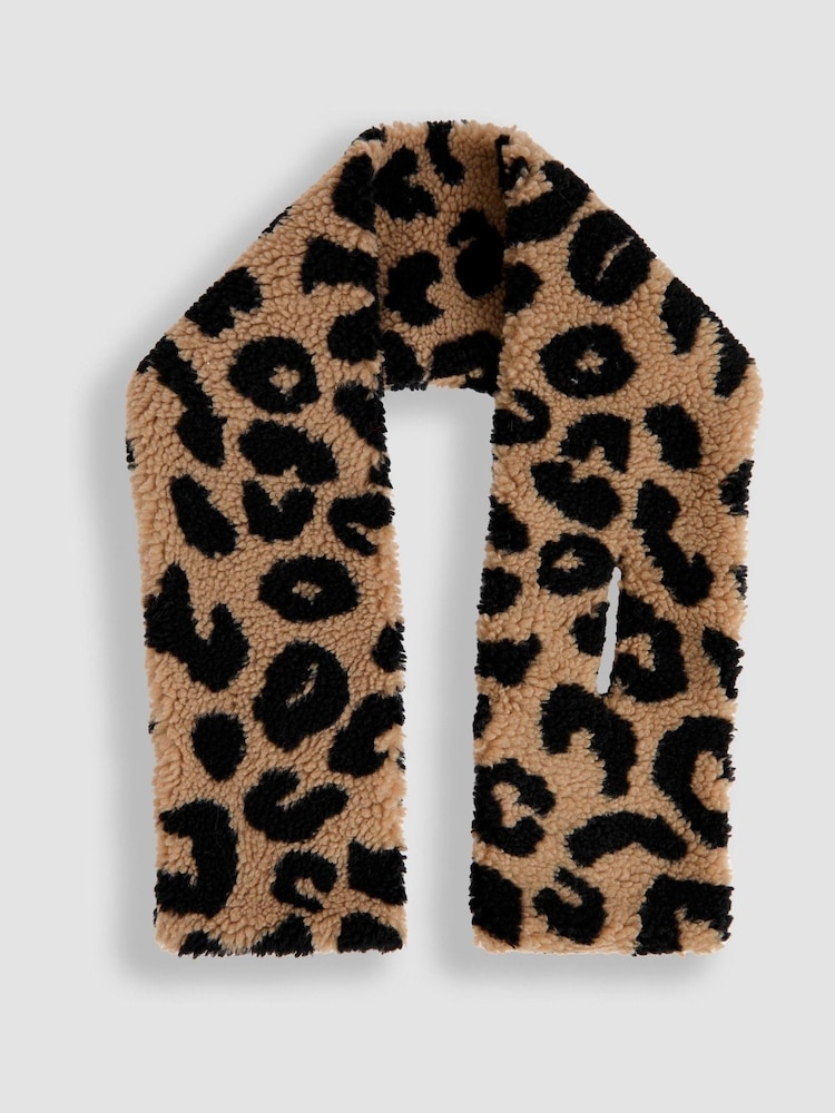JoJo Maman Bébé Natural Leopard Print Pull Through Scarf - Image 2 of 3