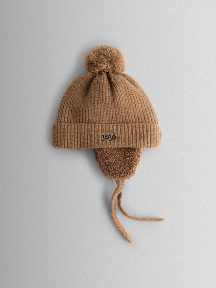 JoJo Maman Bébé Stone Cosy Pom Pom Rib Hat - Image 1 of 4