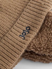 JoJo Maman Bébé Stone Cosy Pom Pom Rib Hat - Image 3 of 4