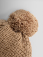 JoJo Maman Bébé Stone Cosy Pom Pom Rib Hat - Image 4 of 4