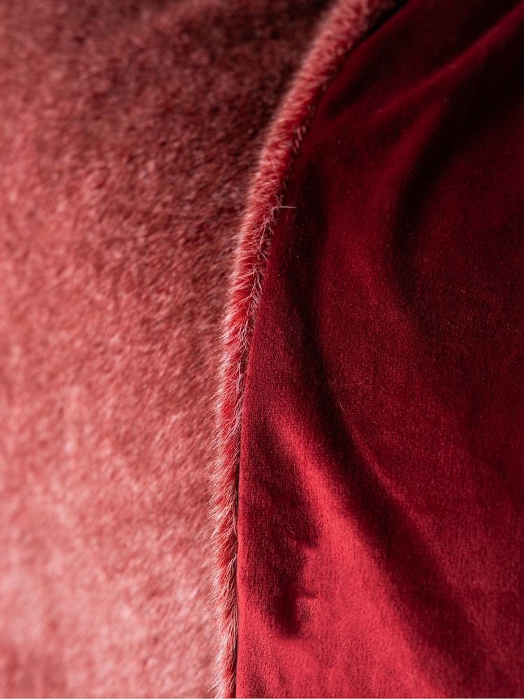 Rockett St George Burgundy Red Luxe Faux Fur Slogan Throw - Image 2 of 4