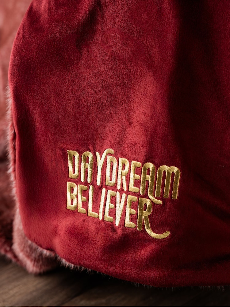 Rockett St George Burgundy Red Luxe Faux Fur Slogan Throw - Image 4 of 4