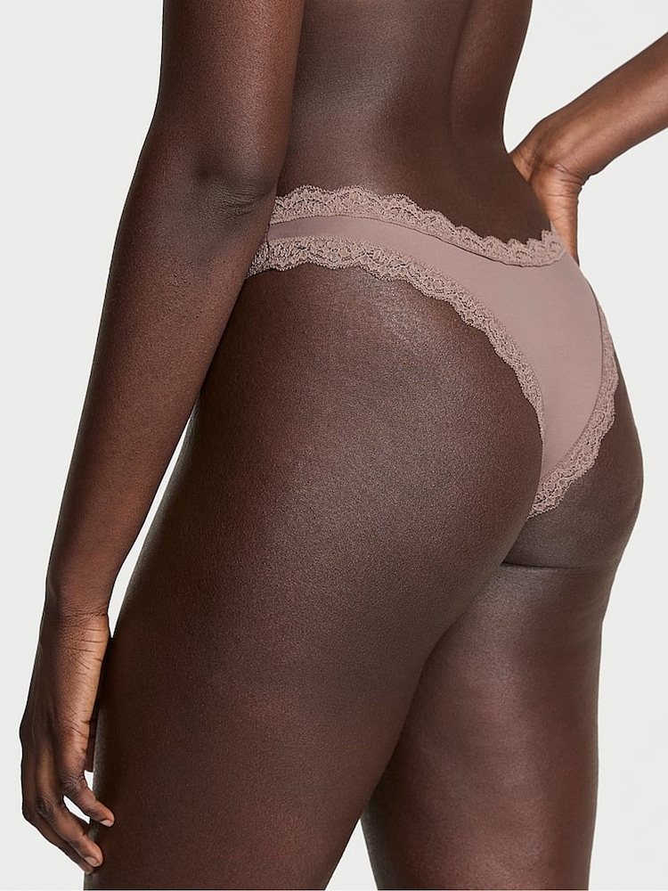 Victoria's Secret Cloudy Grey Lace Trim Brazilian Knickers - Image 2 of 3
