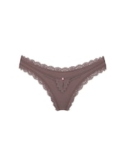 Victoria's Secret Cloudy Grey Lace Trim Brazilian Knickers - Image 3 of 3