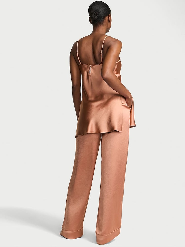 Victoria's Secret Desert Blush Brown Luxe Satin Tunic and Trouser Set - Image 2 of 2 Victoria's Secret Desert Blush Brown Luxe Satin Tunic and Trouser Set - Image 2 of 2