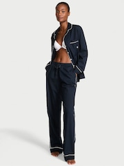 Victoria's Secret Dark Twilight Blue Cotton Long Pyjama Set - Image 1 of 3