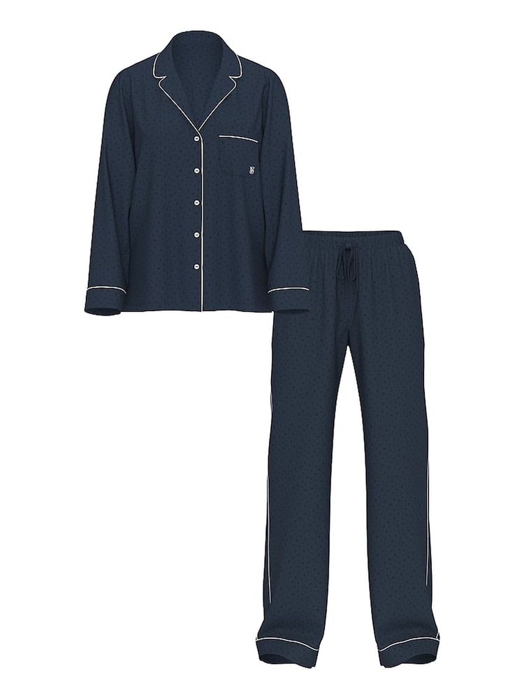 Victoria's Secret Dark Twilight Blue Cotton Long Pyjama Set - Image 3 of 3