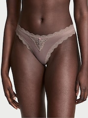 Victoria's Secret Cloudy Grey Lace Trim Thong Knickers - Image 1 of 3